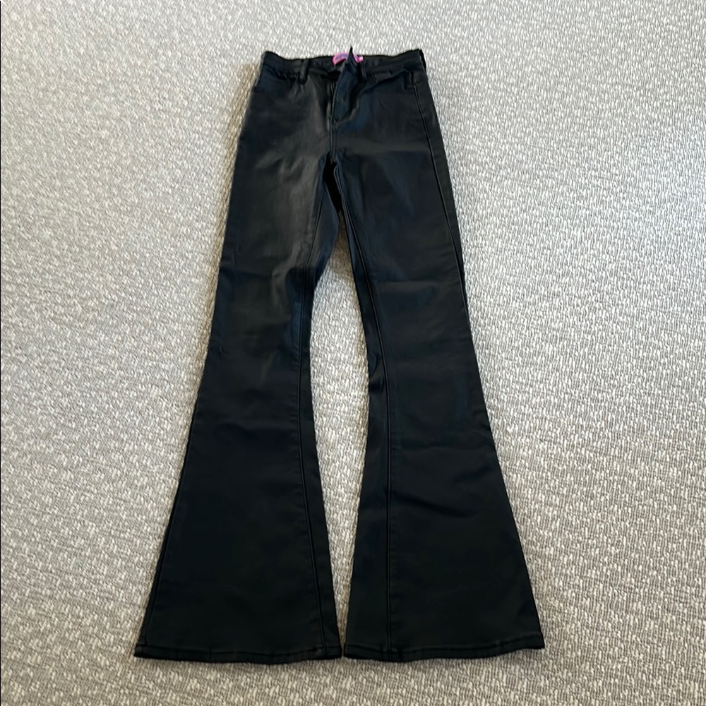 Edikted Black Flare Faux Leather Pants